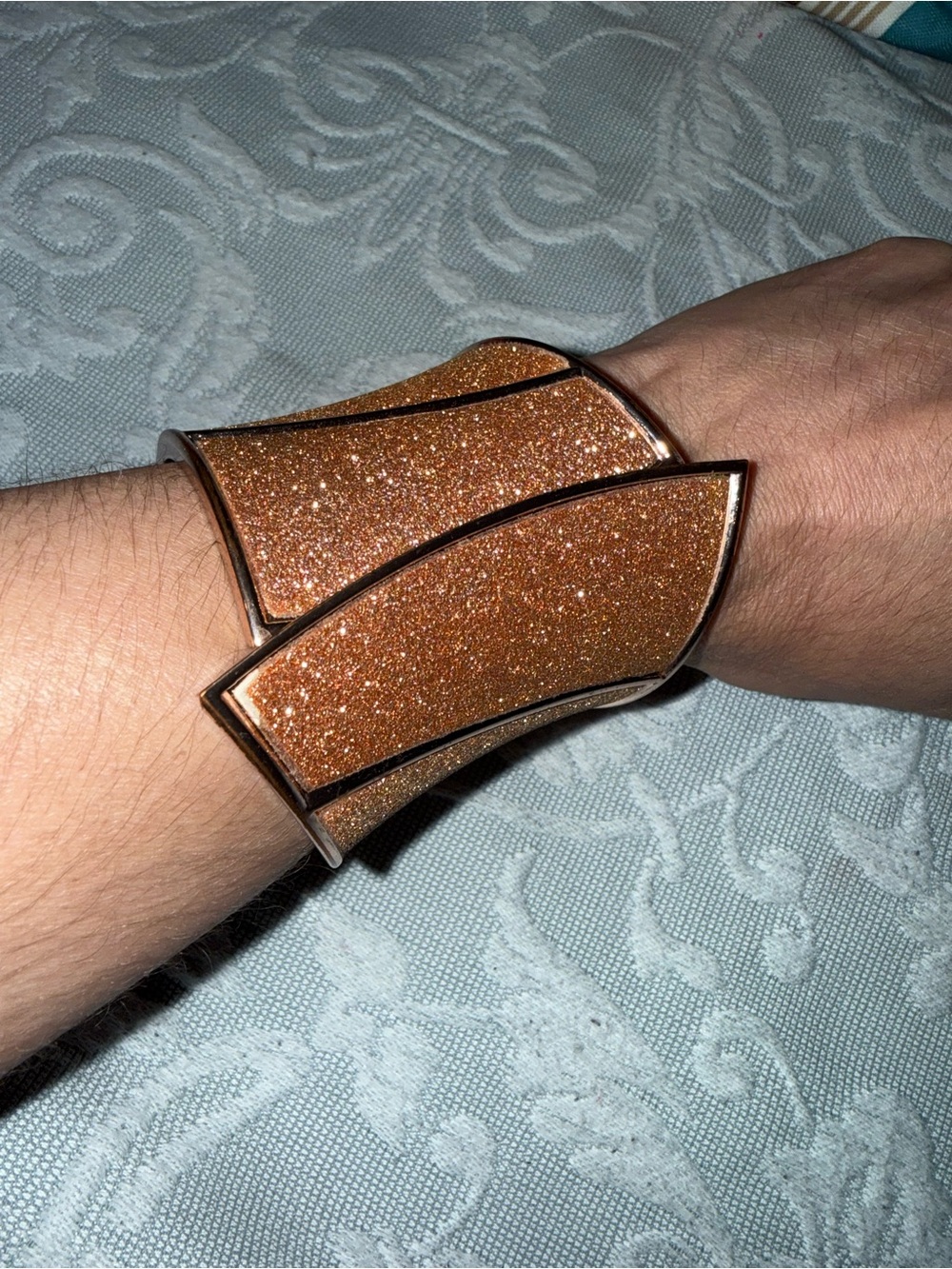 Glitter Resin Cuff Bracelet - Copper Sparkle